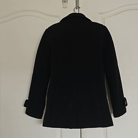 Banana Republic Women's Double Breasted Wool Coat Navy Blue Size 4 - Picture 4 of 16